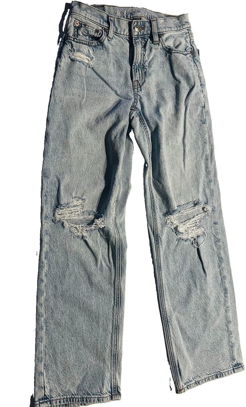 AMERICAN EAGLE Denim Straight Mom Jeans Zip Fly Blue Women's Size 000R Country